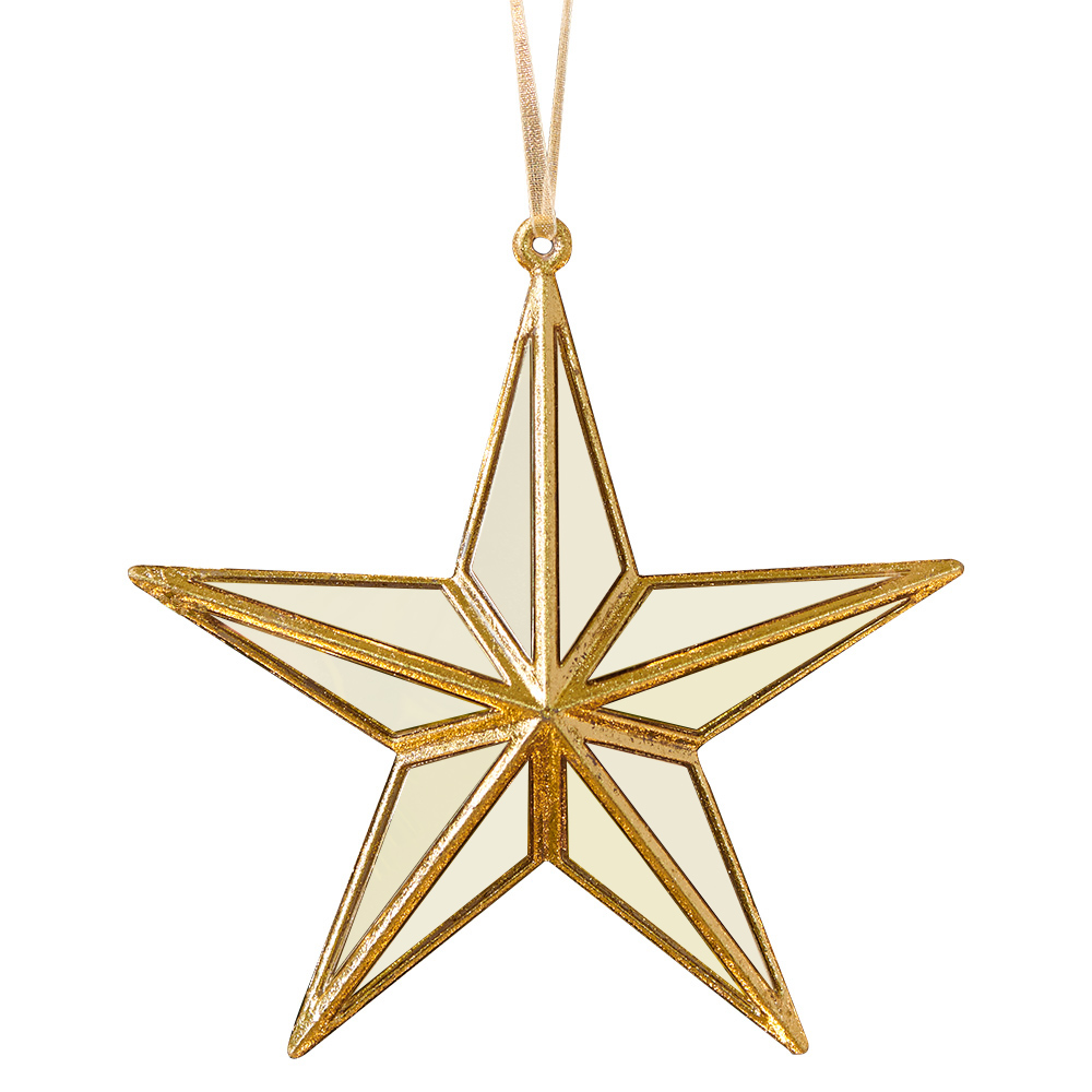 Wilko Majestic Gold Mirror Star Decoration Image 1
