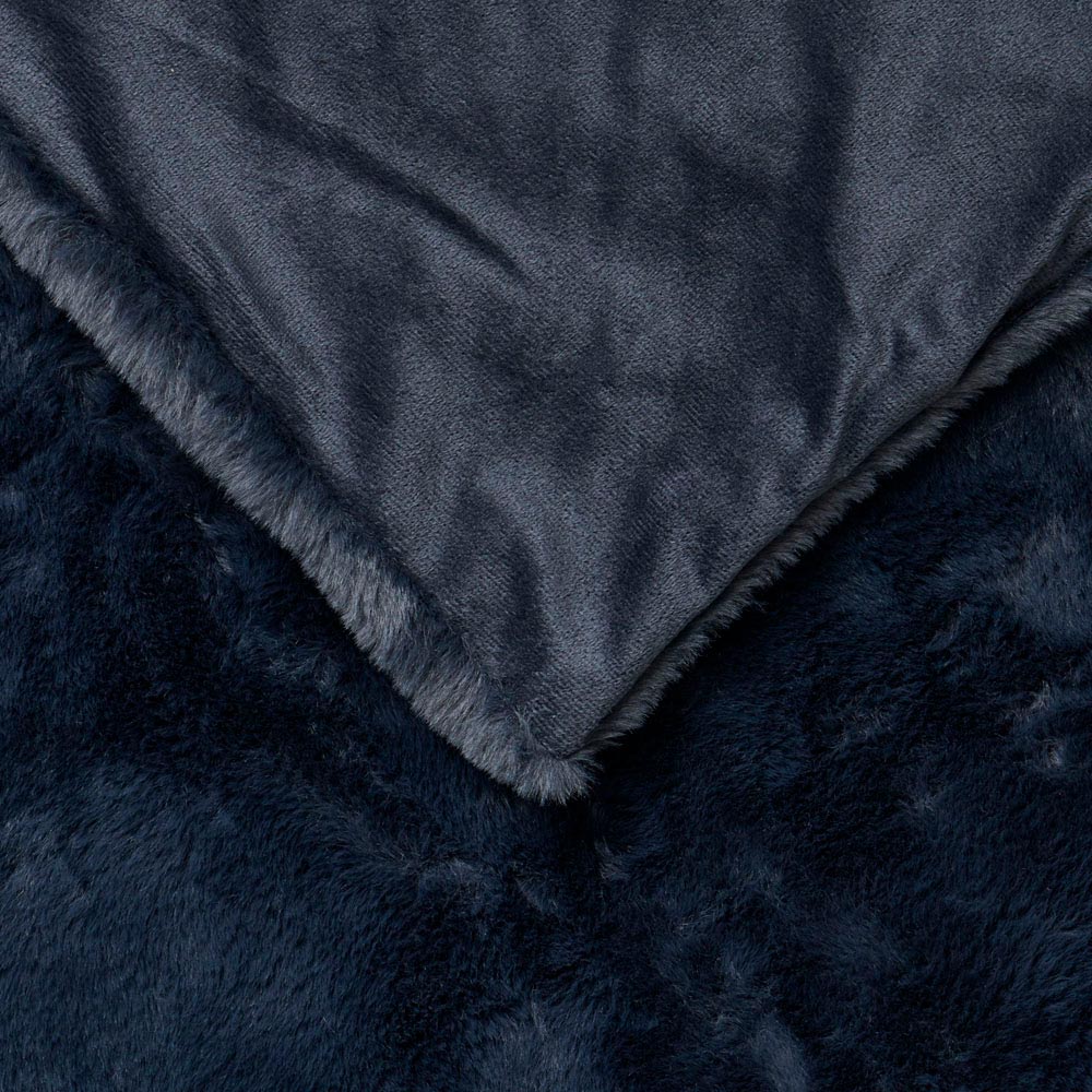 Wilko Indigo Ink Faux Fur Throw 130 x 170cm Wilko