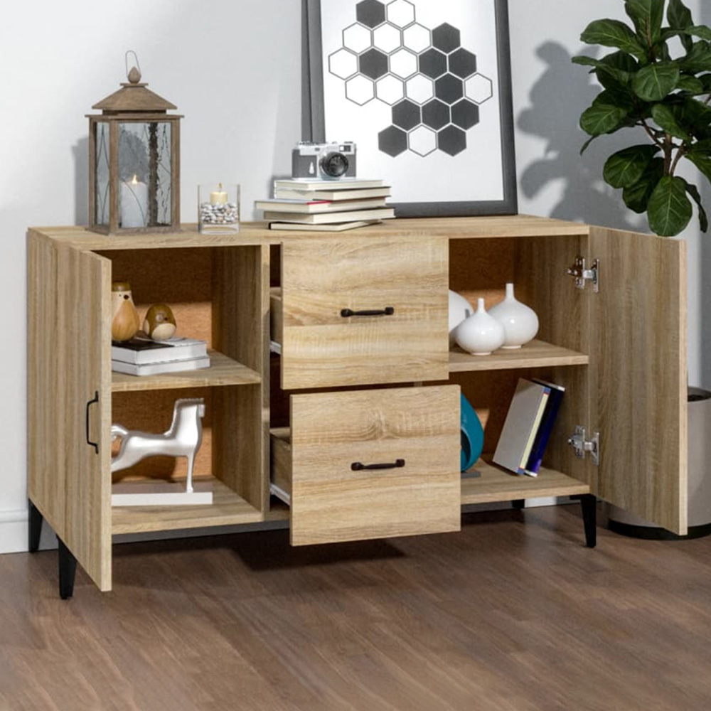 vidaXL 2 Door 2 Drawer Sonoma Oak Sideboard Image 1