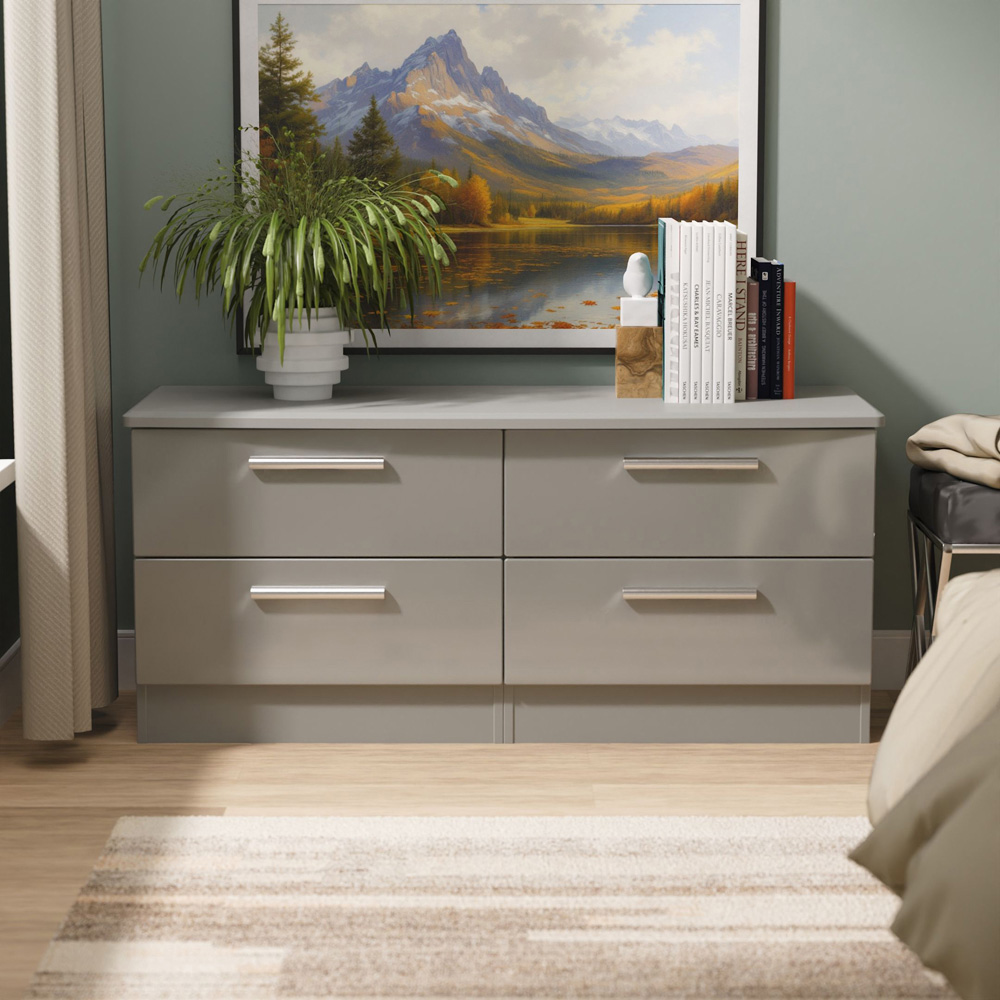 Crowndale Knightsbridge 4 Drawer Grey Gloss and Dusk Grey Bed Box Ready Assembled Image 7