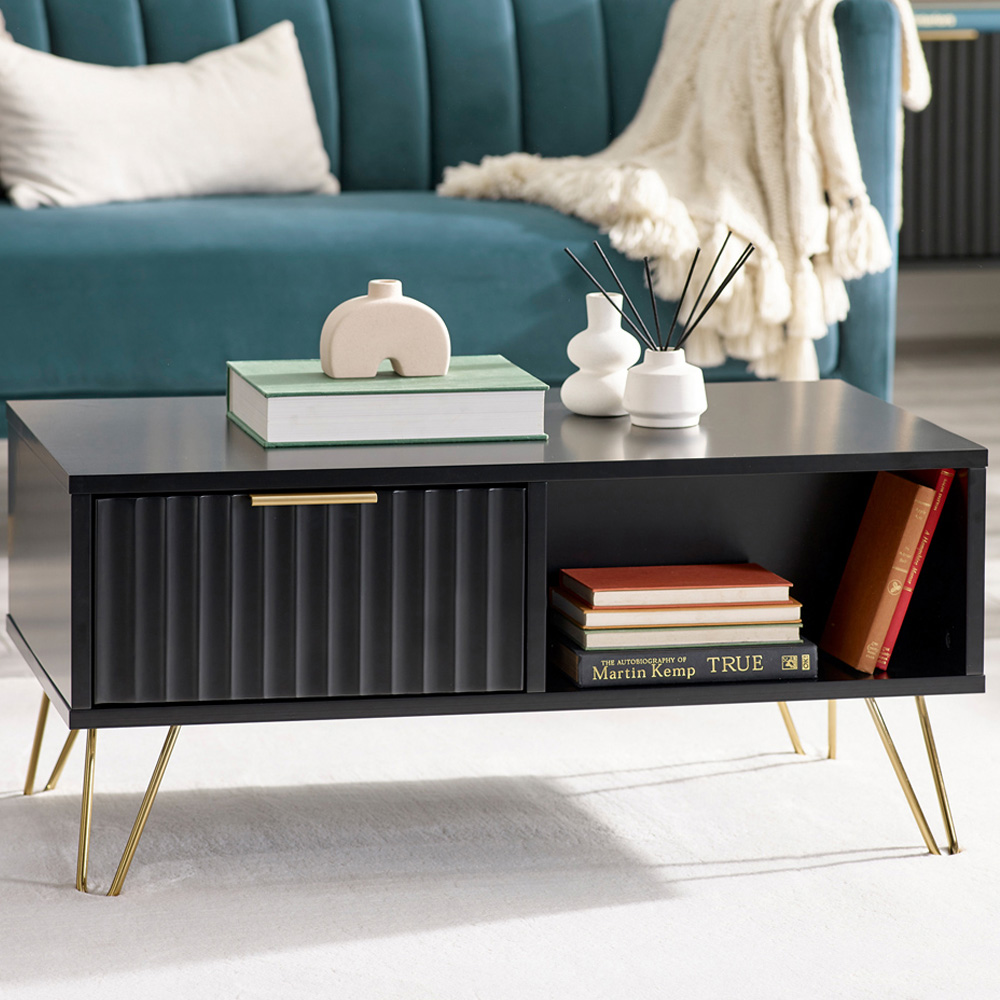 Julian Bowen Murano Single Drawer Matt Black Coffee Table Wilko