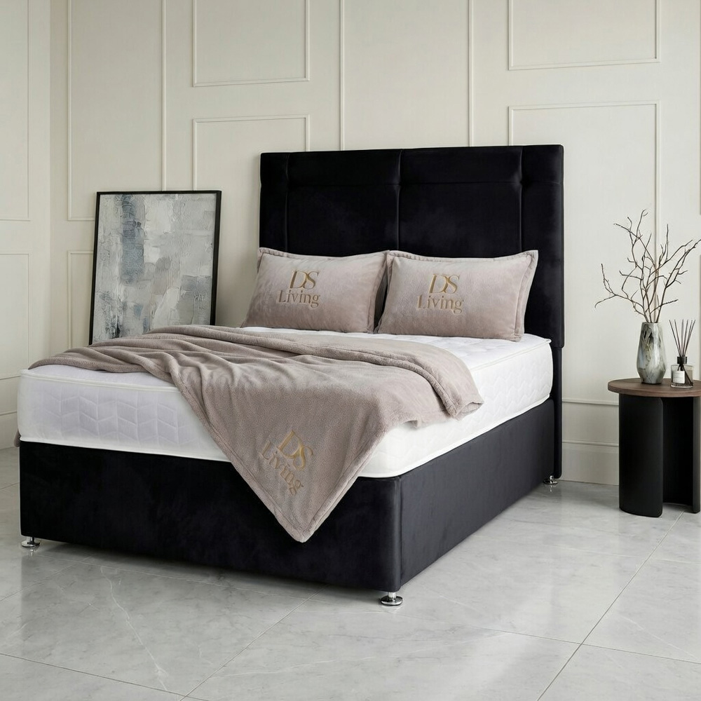 DS Living Kingsley Single Black Plush Divan Bed Image 5