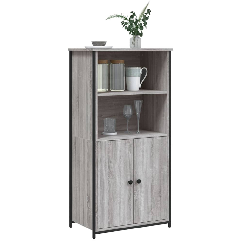 vidaXL 2 Door 2 Shelf Grey Sonoma Highboard Image 3