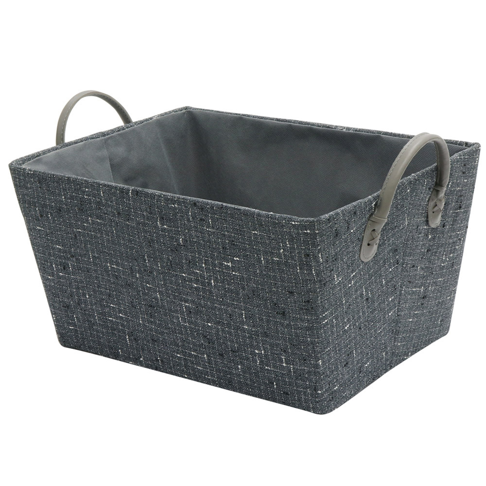 JVL Shadow Rectangular Fabric Storage Basket with PU Handles Image 1