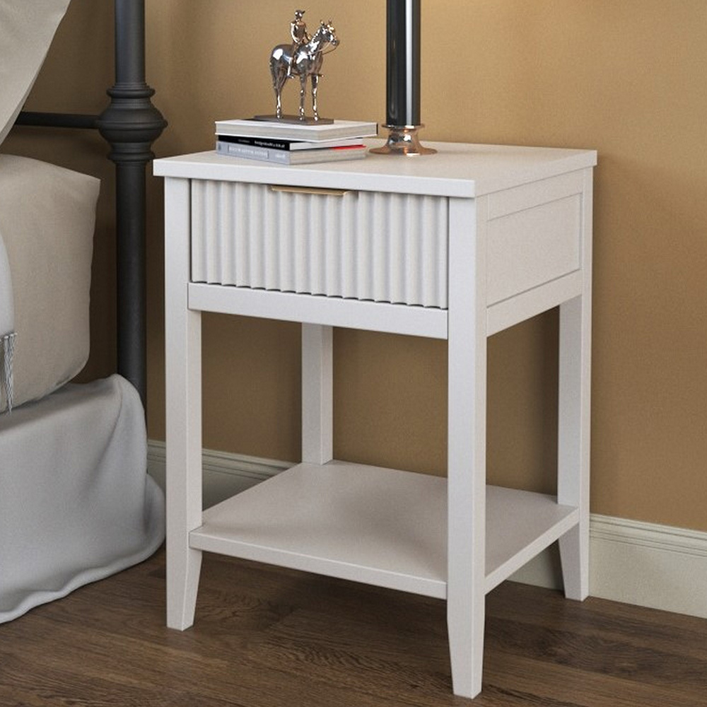Monti Single Drawer White Bedside Table Image 1