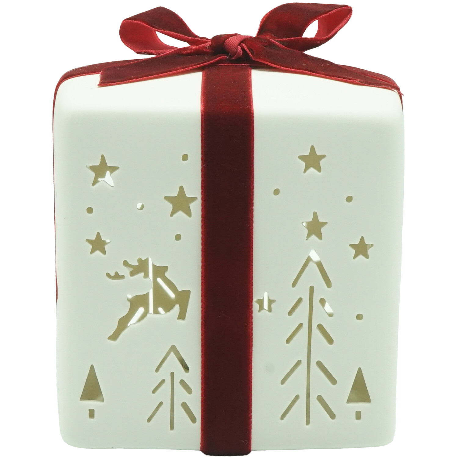 LED Decorative Present White and Red Image 1