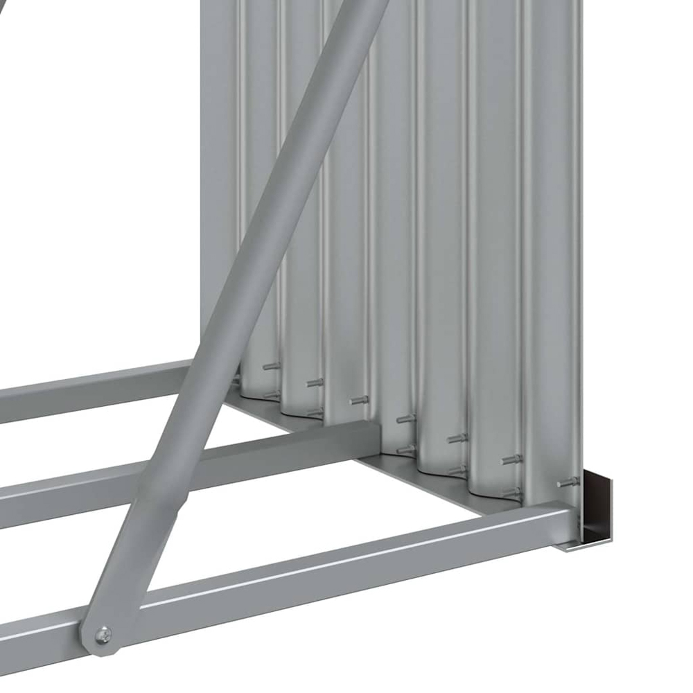 vidaXL Grey Galvanised Steel Firewood Log Holder 100 x 234 x 45cm Image 5