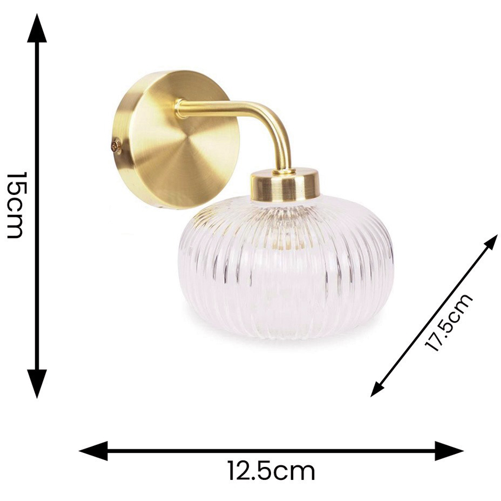 ValueLights Amaia Gold Clear Ribbed Glass LED Wall Light Image 7