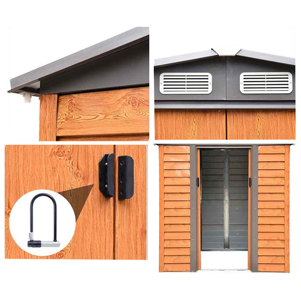 Outsunny Metal Shed Brown 6ft x 5ft Image 5