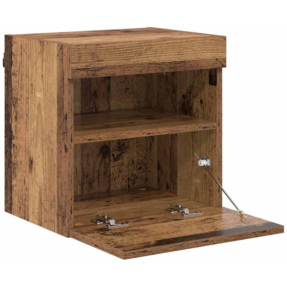 vidaXL Single Door Single Shelf Old Wood Wall Mounted TV Cabinet with LED Light Image 7
