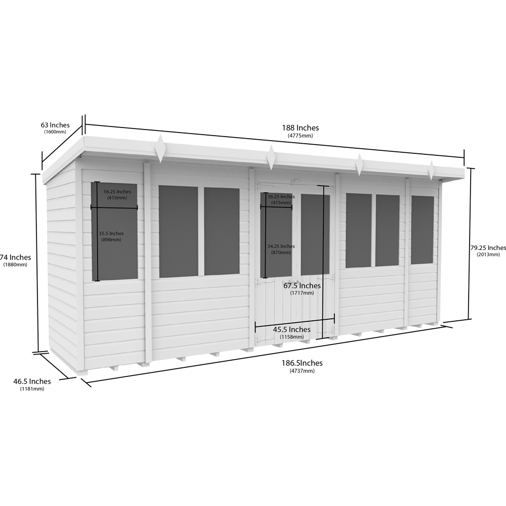 DIY Sheds 16 x 4ft Tongue and Groove Timber Pent Summerhouse Image 8