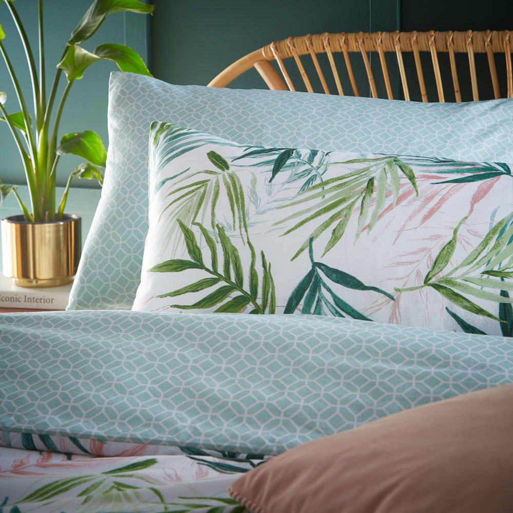 furn. Bali Palm Single Green Botanical Duvet Cover Set Image 3