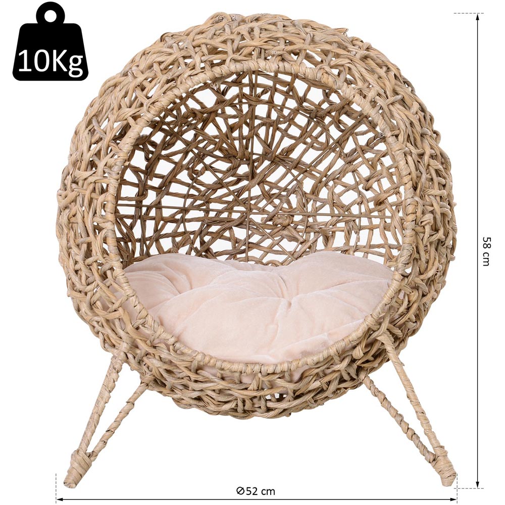 PawHut Woven Rattan Elevated Cat Bed Natural Image 8