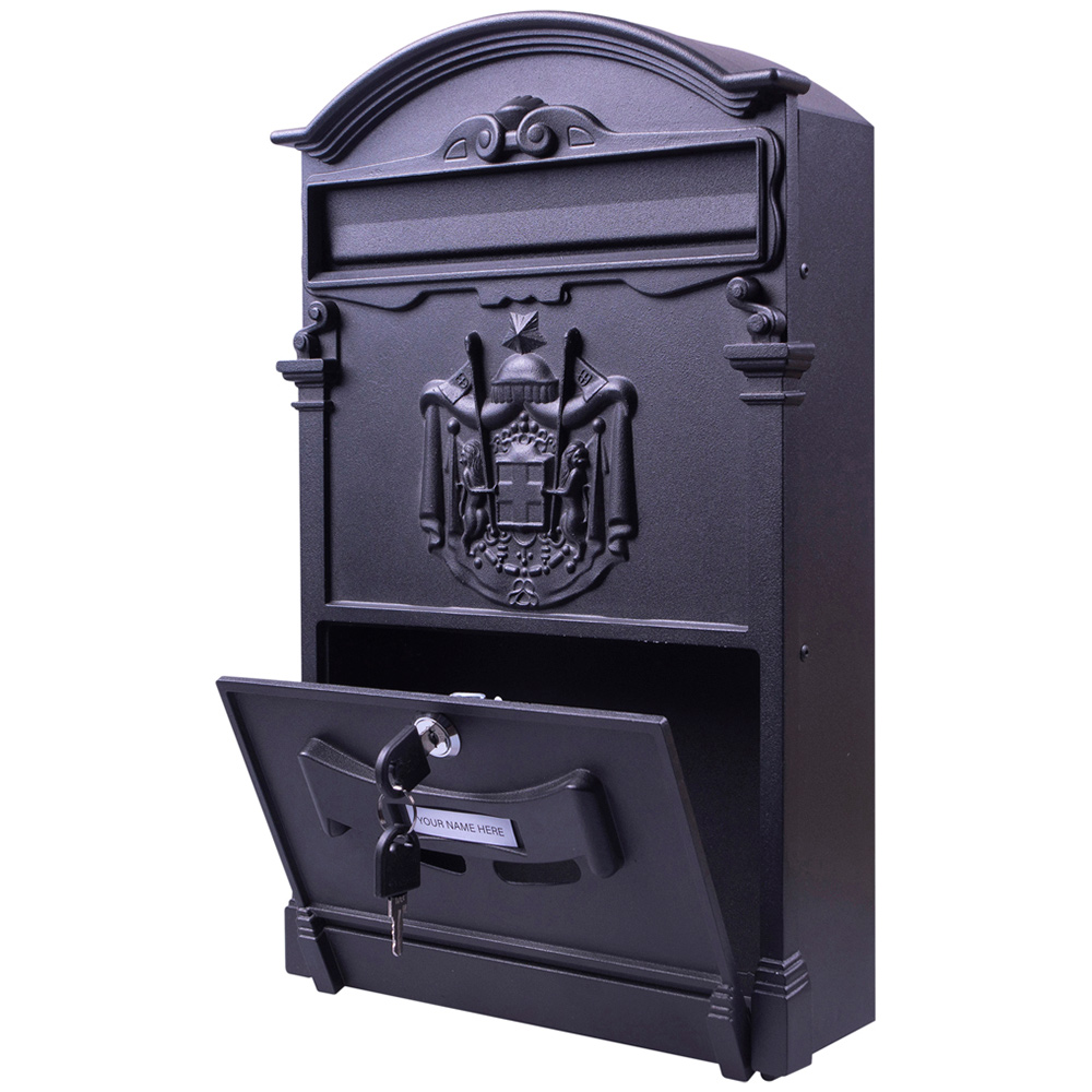 St Helens Black Locking Mounted Letter Box Image 3