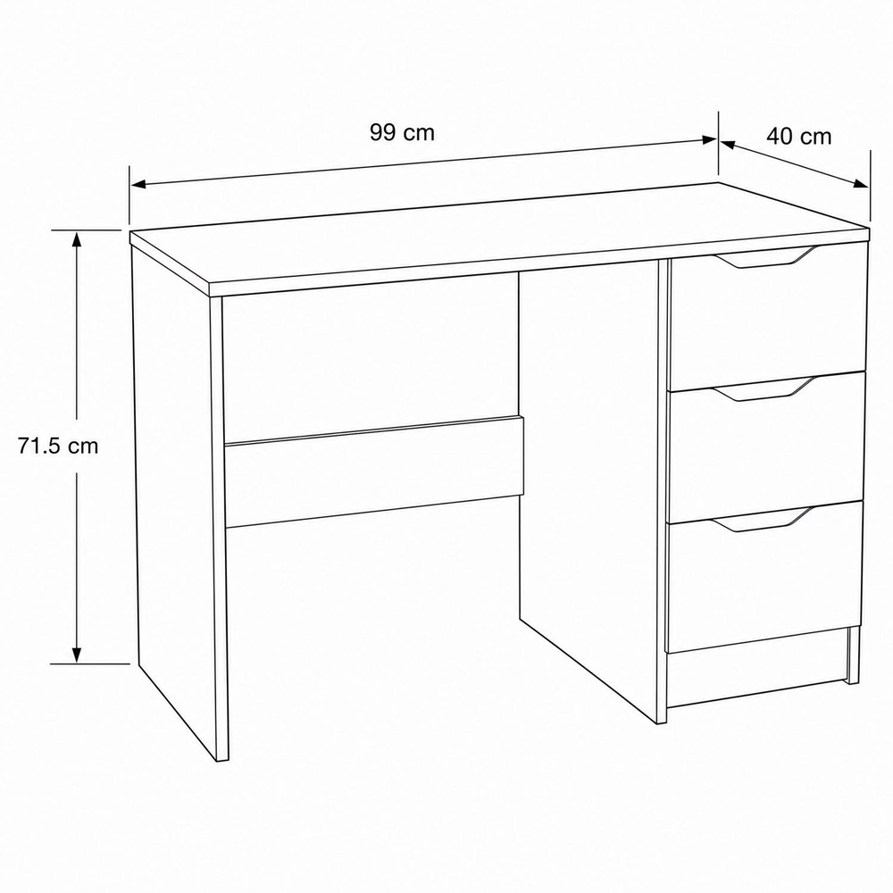FWStyle Luno 3 Drawer Putty Vanity Dressing Table Image 7