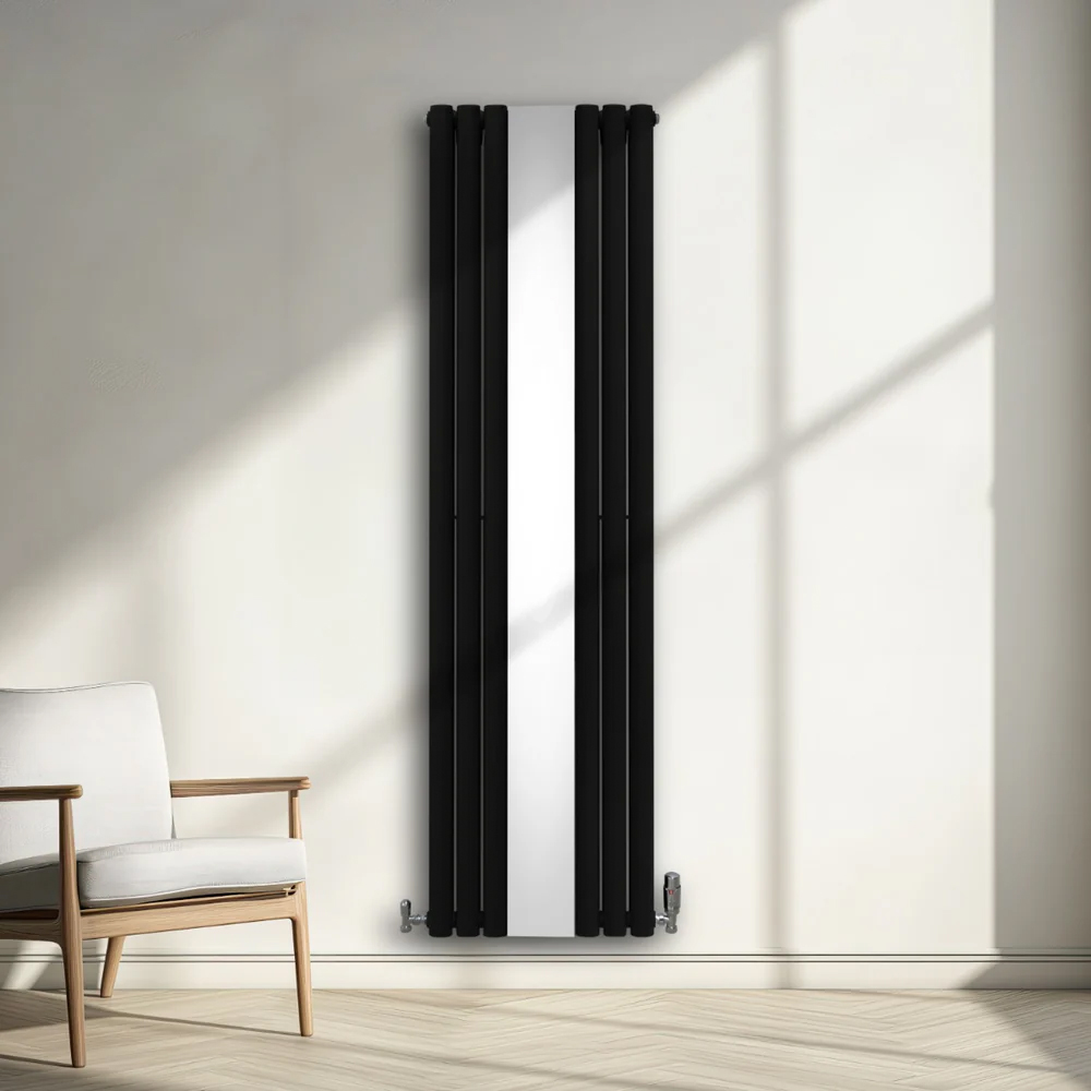 Monster Shop 5009 BTU Black Oval Mirror Radiator 1800 x 500mm Image 2