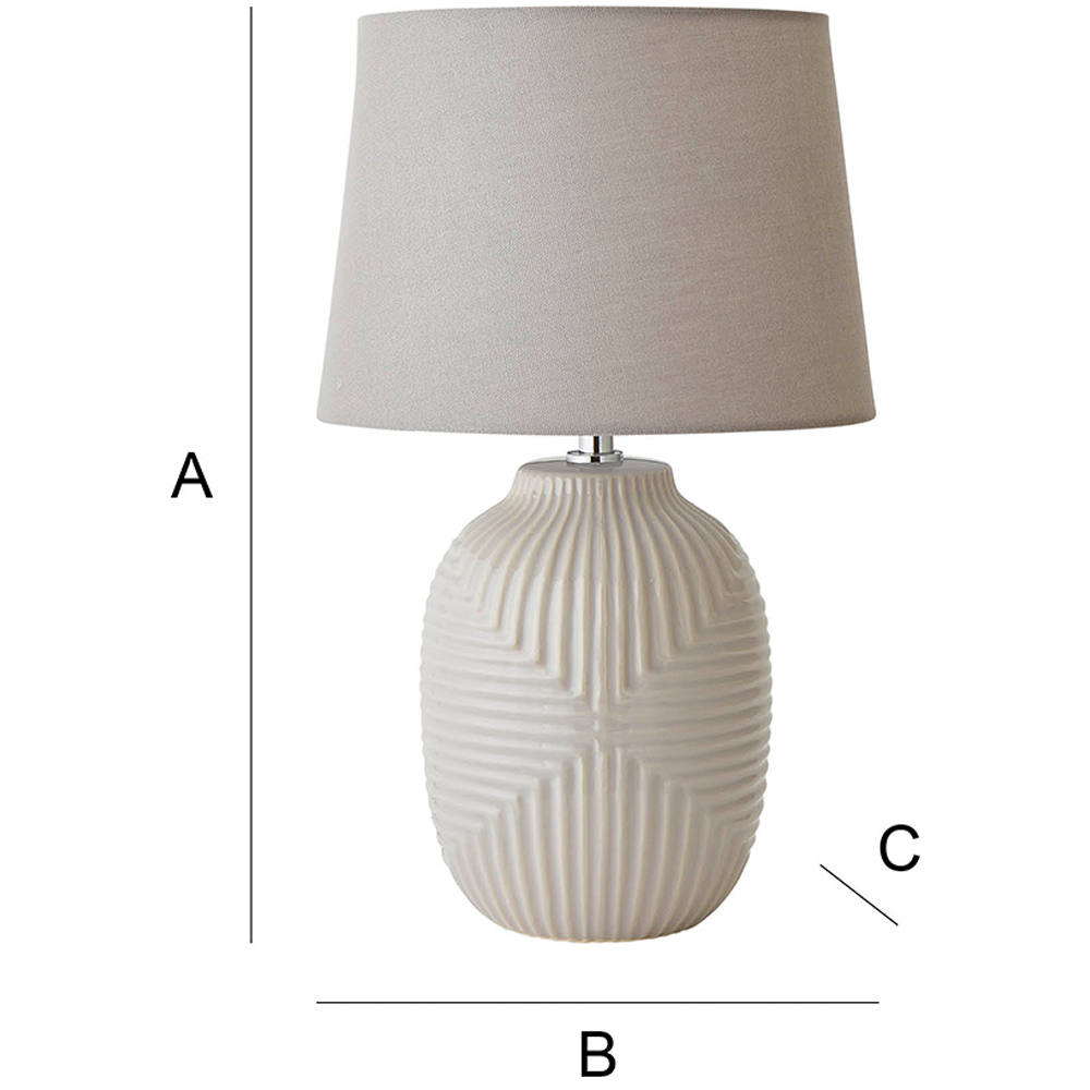 ValueLights Harrison Tapered Shade Grey Geo Ribbed Pattern Gloss Medium LED Table Lamp Image 8