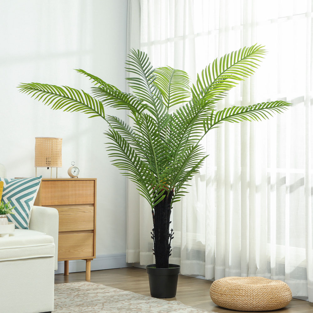HOMCOM Areca Palm Tree Artificial Plant Pot with Flocked Soil 175cm Image 3