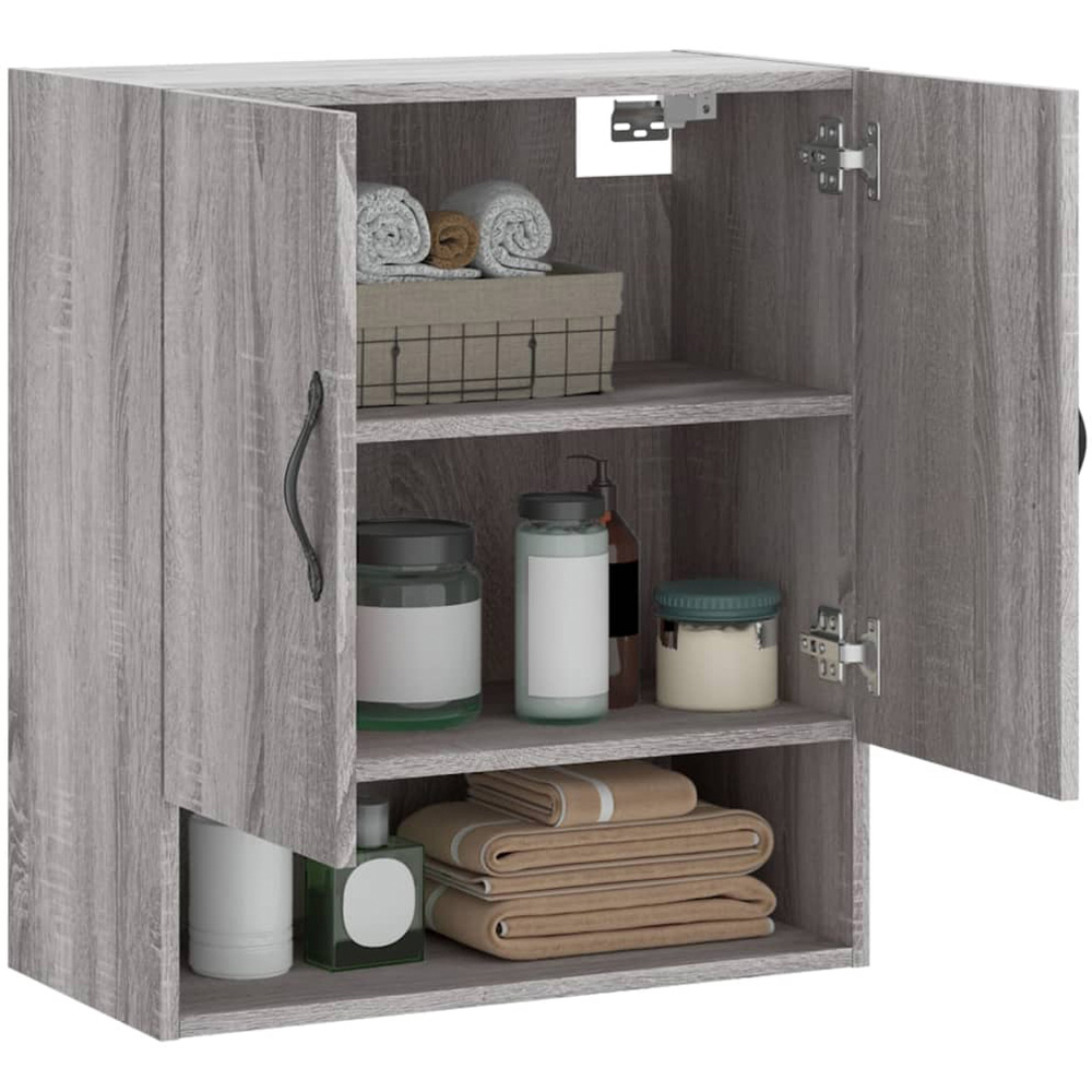 vidaXL 2 Door Single Shelf Grey Sonoma Oak Wall Cabinet Image 3