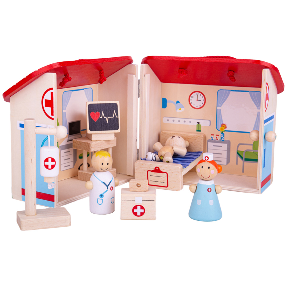 Bigjigs Toys Kids Wooden Hospital Playset Image 3