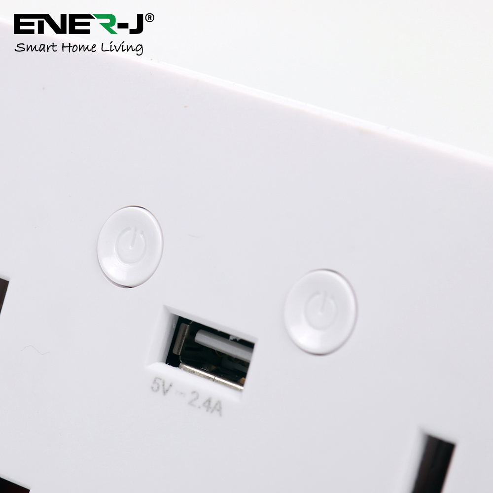 Ener-J White Smart Double Socket with USB Port Image 4