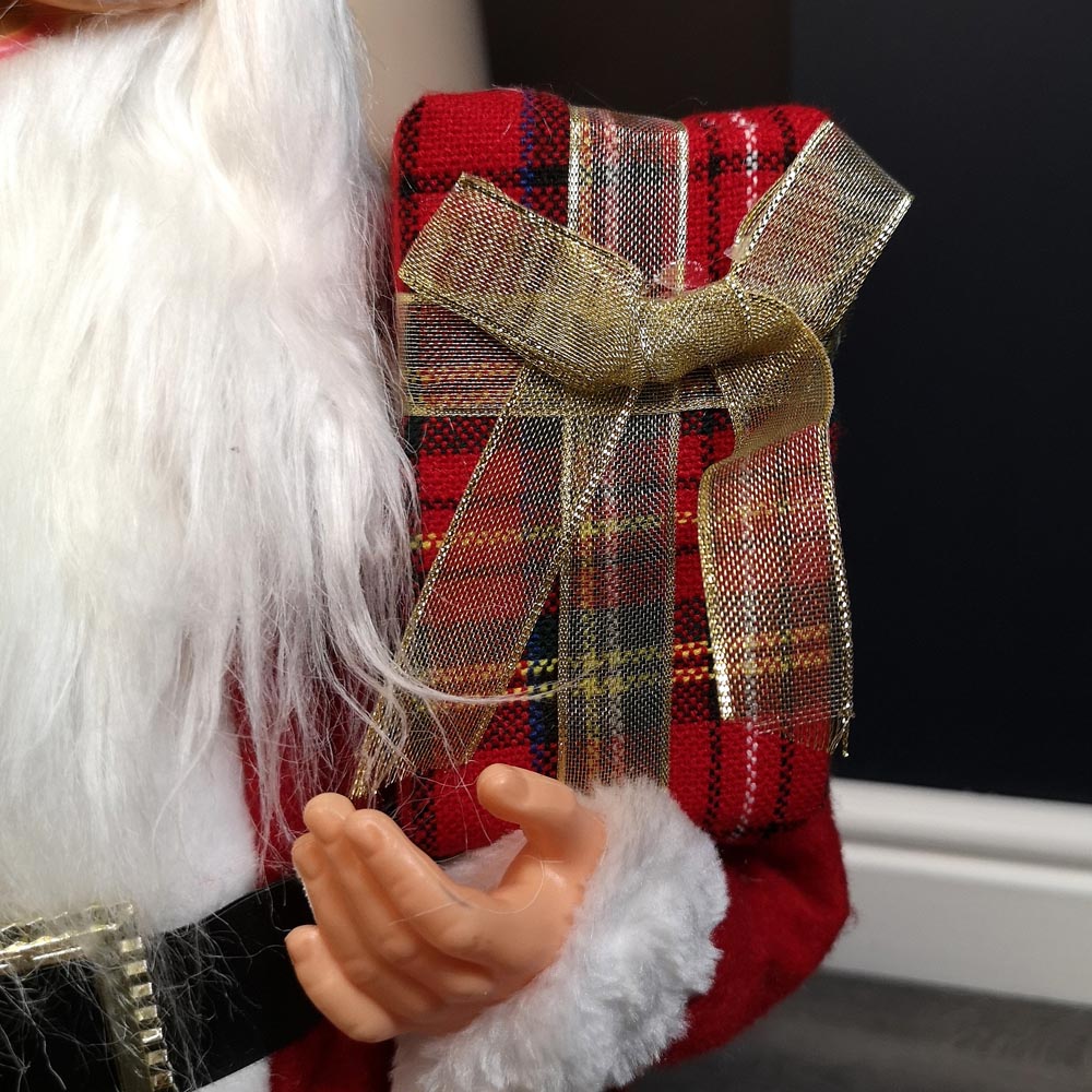Samuel Alexander Red Standing Santa Claus with Present and Green Sack Decoration 60cm Image 6