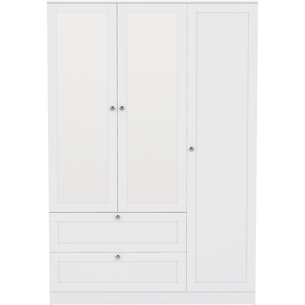 VIDA DESIGNS Altino 3 Door 2 Drawer White Shaker-Style Mirrored Wardrobe Image 2