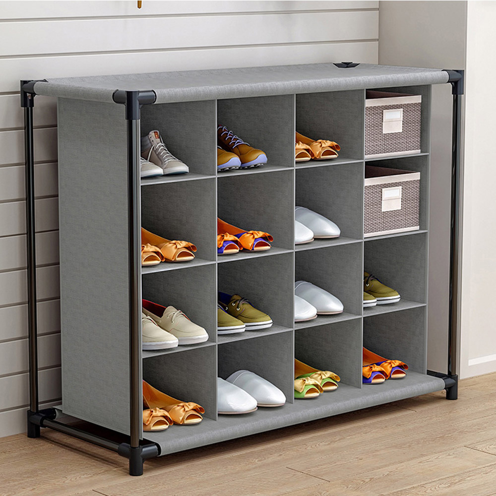 Living And Home WH0905 Grey Metal Multi-Tier Shoe Rack Image 2