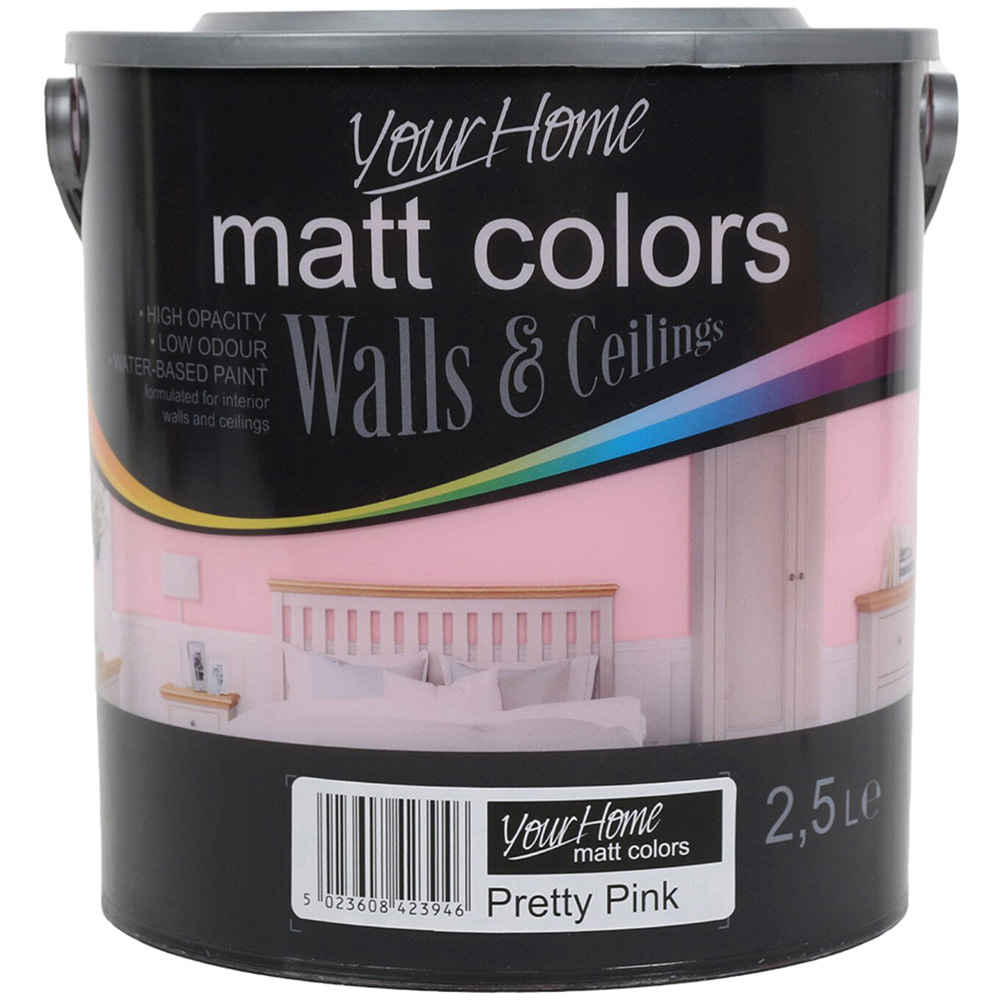Your Home Walls & Ceilings Pretty Pink Matt Emulsion Paint 2.5L Image 2