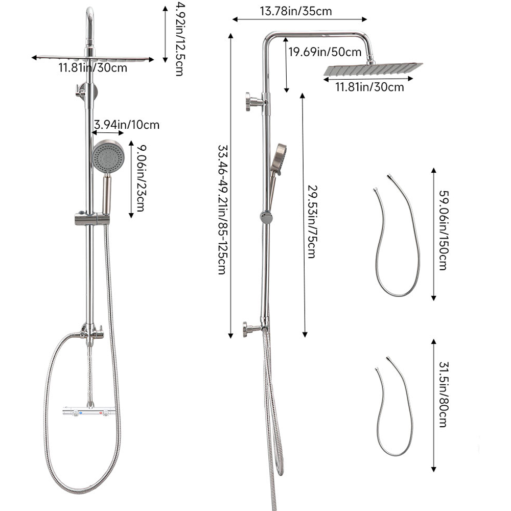Living and Home Chrome-Plated Shower Riser Rail Kit with 5 Spray Modes Image 7