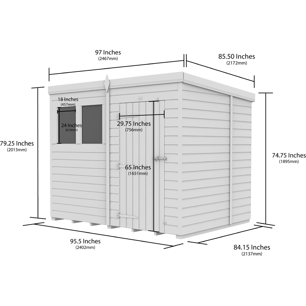 DIY Sheds 8 x 7ft Tongue and Groove Timber Pent Security Garden Shed Image 9