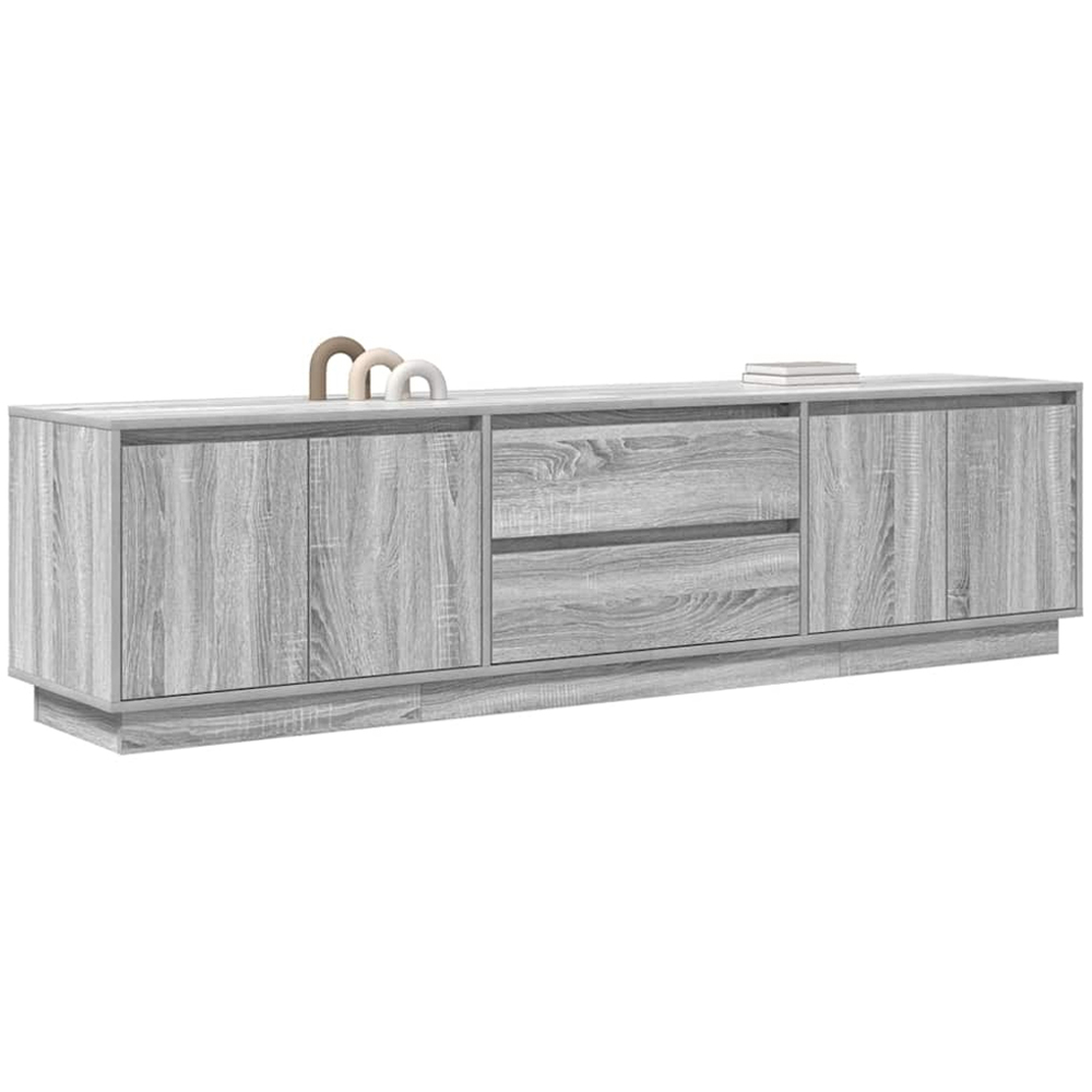 vidaXL 4 Door 2 Drawer Grey Sonoma TV Cabinet with RGB LED Lights Image 3