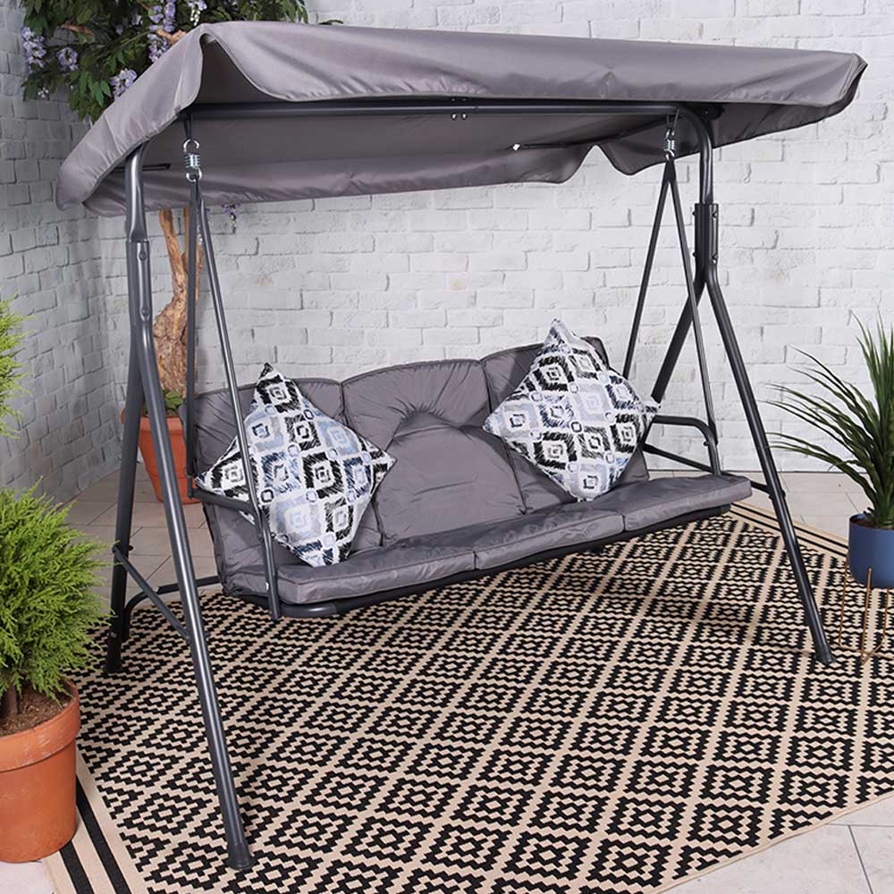 Royalcraft Cairo 3 Seater Grey Swing Chair Image 1