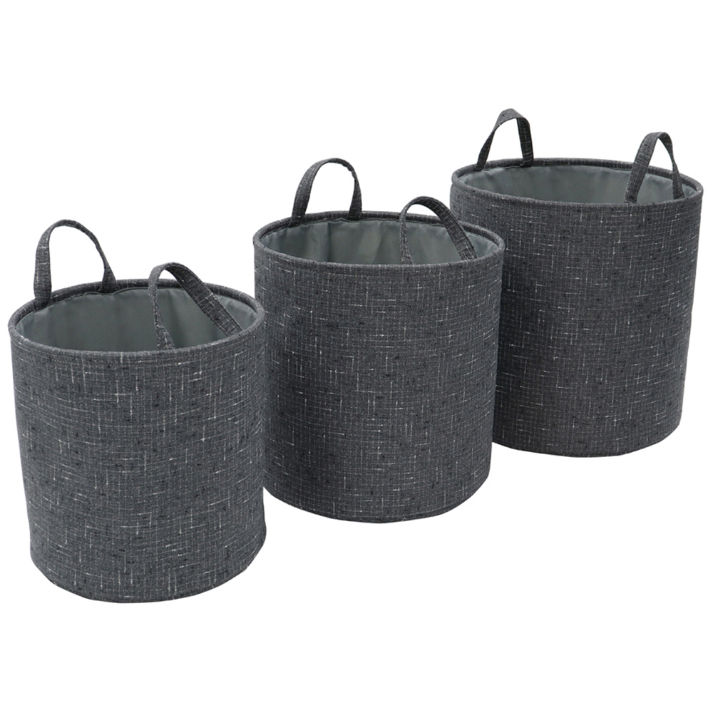 JVL Shadow Round Fabric Storage Baskets Set of 3 Image 3