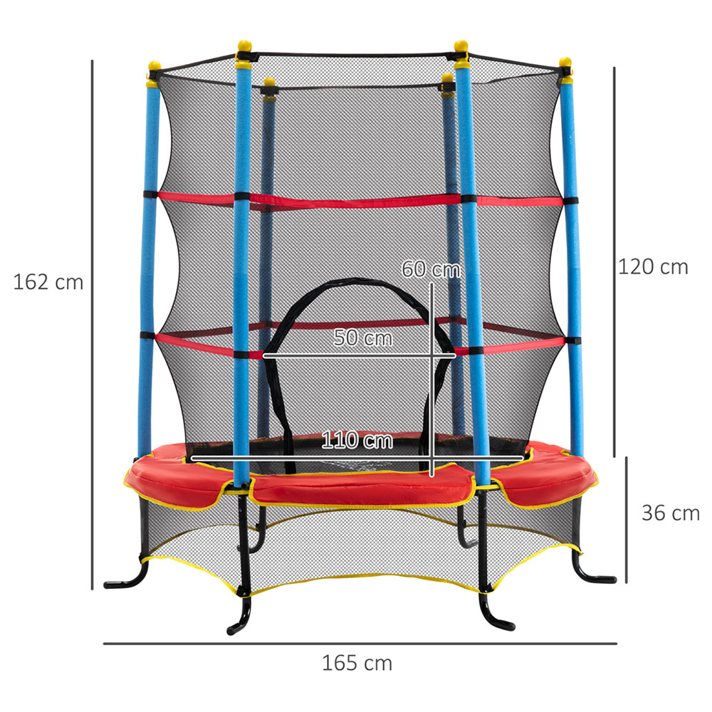 HOMCOM Kids Trampoline with Safety Net Built-in Zipper Image 6