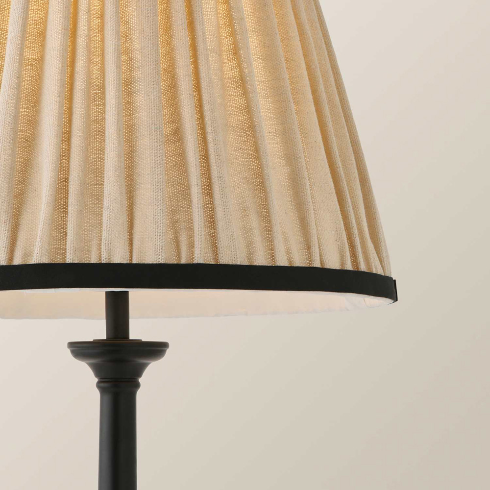 ValueLights Clara Linen Pleated Shade Black Candlestick Table Lamp with Bulb Image 3