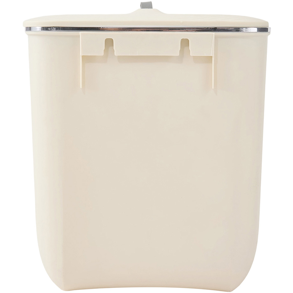 Living and Home Cream Hanging Waste Bin with Lid 9L Image 4