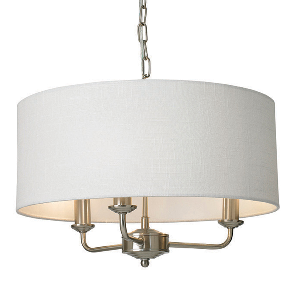 The Lighting and Interiors Satin Nickel Grantham 3 Lamp Holders Ceiling Light Image 4