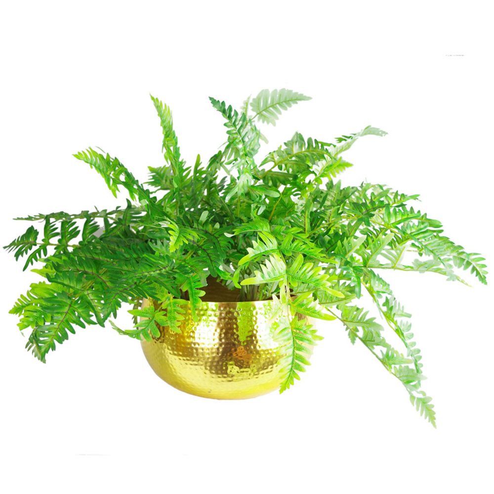 Leaf Hammered Gold Metal Bowl Planter 32 x 20cm Image 3