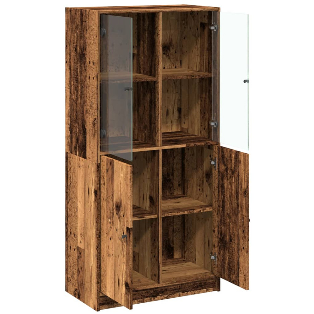 vidaXL 4 Door Old Wood Glass Highboard Image 7