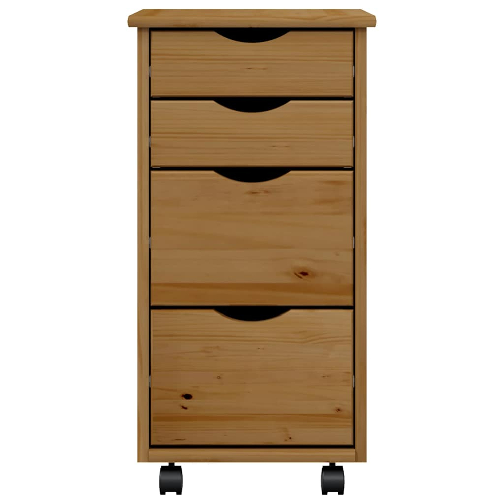 vidaXL Moss 4 Drawer Honey Brown Solid Pine Mobile Chest of Drawers Image 5