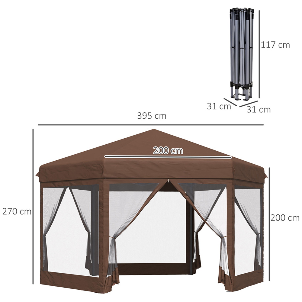 Outsunny Brown Marquee Gazebo Tent Sunshade with Zippered Net Image 6
