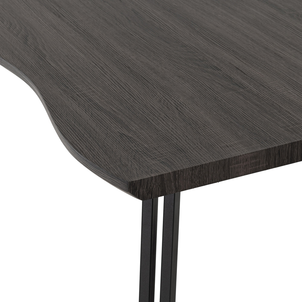 Seconique Quebec Black Wood Grain Wave Edge Dining Table Image 5