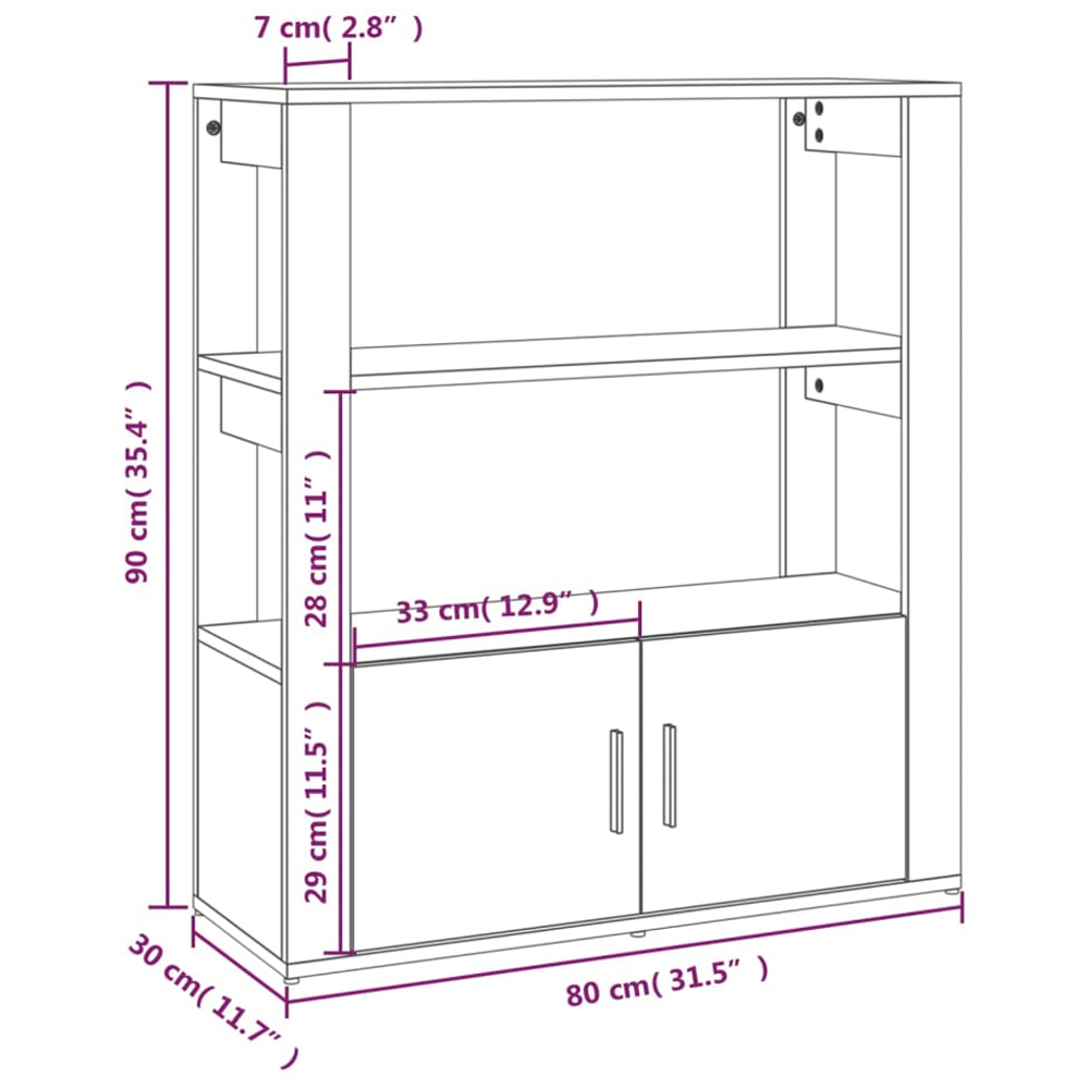 vidaXL 2 Door 2 Shelf White Sideboard Image 9