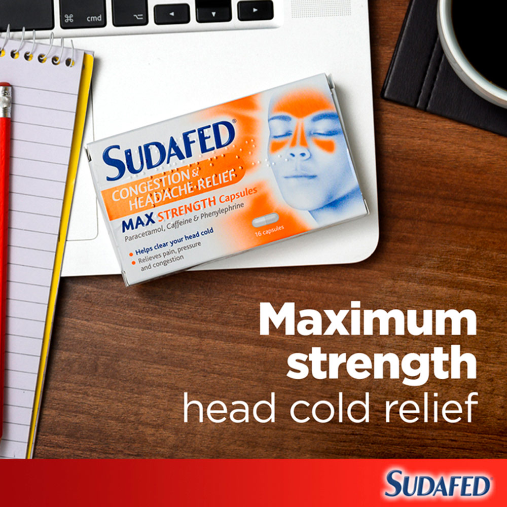 Sudafed Congestion and Headache Relief Max Strength Capsules 16 Capsules Image 7