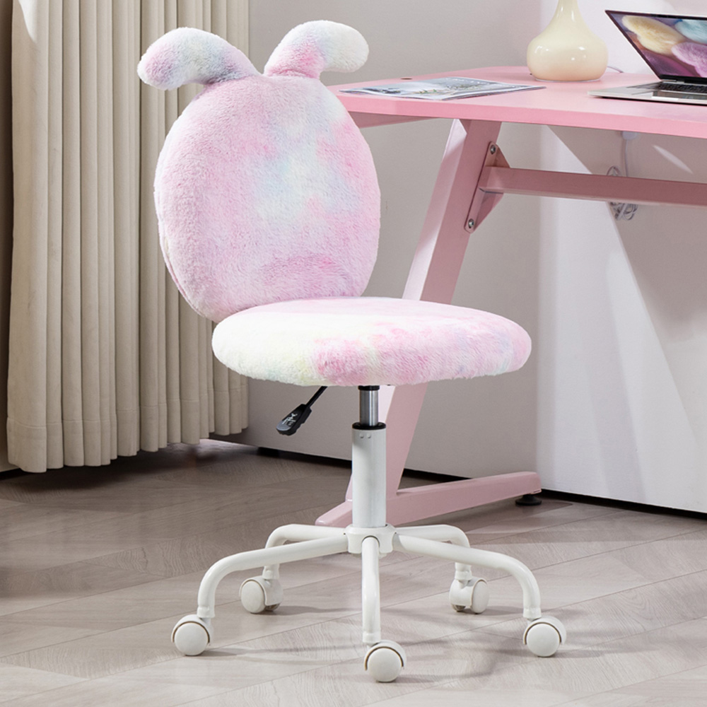 Portland Colourful Armless Bunny Vanity Chair with Swivel Wheels Image 1