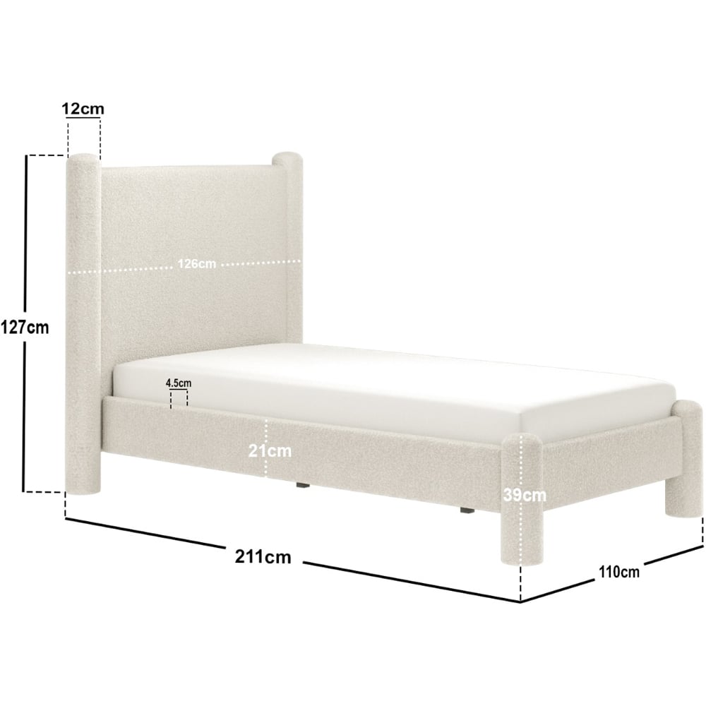Flair Rayne Single Beige Boucle Fabric Pillar Bed Image 8