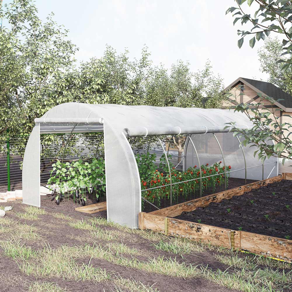 Outsunny White 10 x 19.6ft Polytunnel Greenhouse Image 2