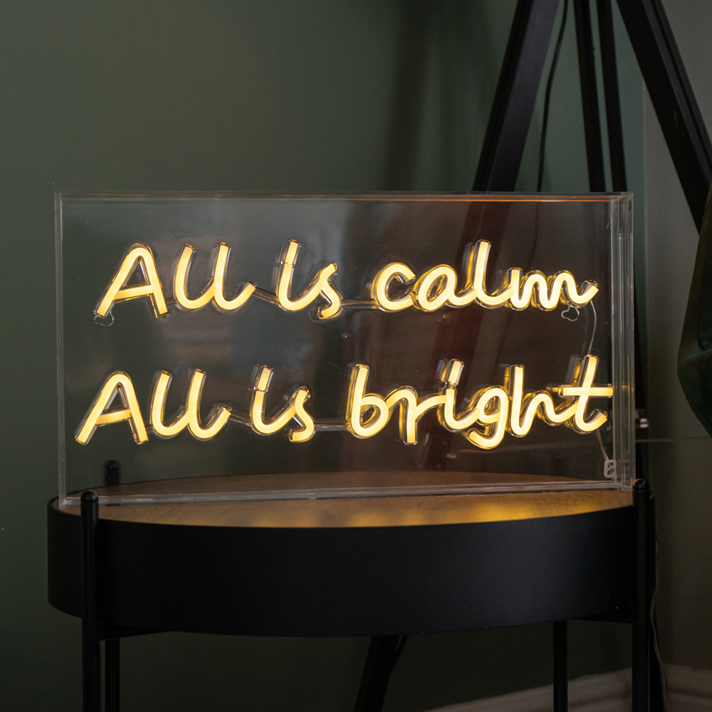 Samuel Alexander Warm White LED Light Up Neon All is Calm All is Bright Christmas Decoration Image 1