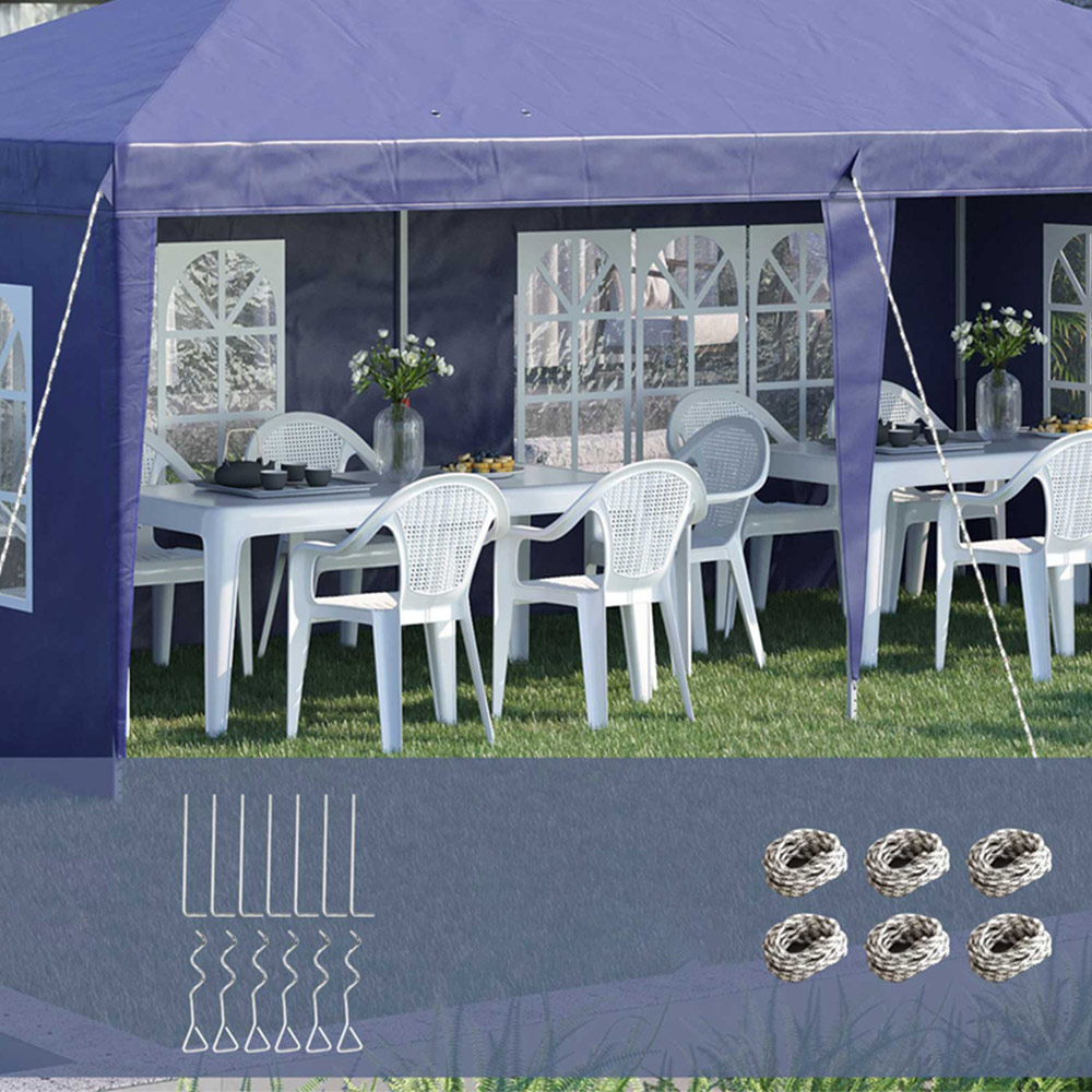 Outsunny 3 x 6m Blue Heavy Duty Gazebo Party Tent with Bag Image 2